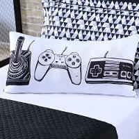 Almofada Avulsa Game Retrô Branco/preto 60cm X 30cm com - 3