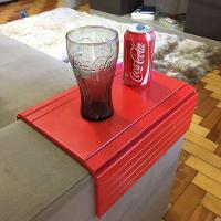 Bandeja Esteira Para Braço de Sofá Porta Copo Reto Vermelho - 2