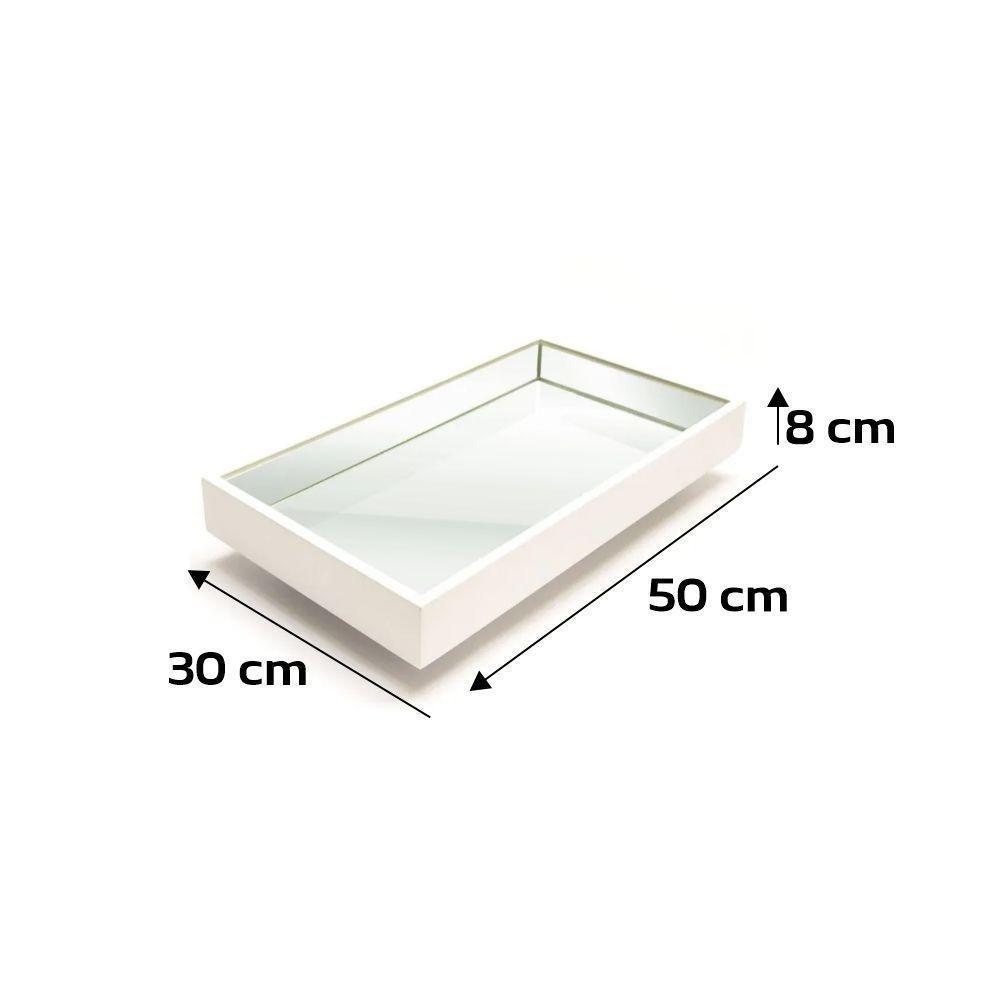 Bandeja Espelhada Laqueada Flutuante Branca TNA Decor - 5