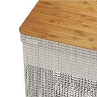 Cesto De Roupa Grid Bege 49 L Com Tampa De Bambu 38 X 28 X 55,6 Cm - 3