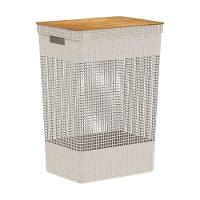 Cesto De Roupa Grid Bege 49 L Com Tampa De Bambu 38 X 28 X 55,6 Cm - 5