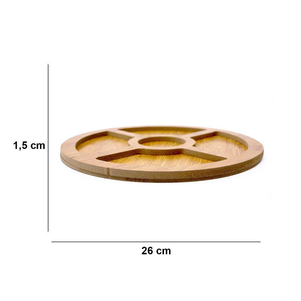 Bandeja De Bambu Para Petiscos Redonda 1,5x26x26 Cm - 2