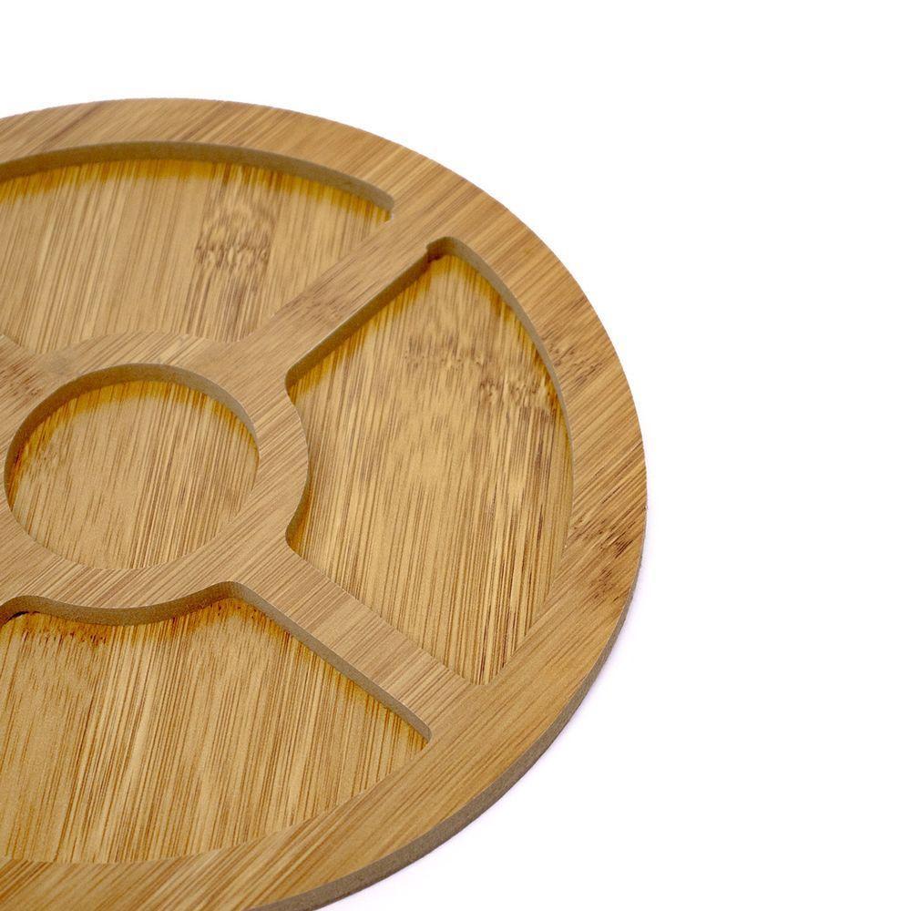 Bandeja De Bambu Para Petiscos Redonda 1,5x26x26 Cm - 3