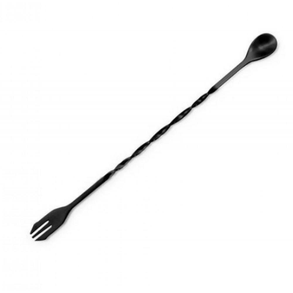 Colher Bailarina Bartender Com Garfo Onix Black Mimo - 1