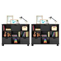 Kit 2 Nichos Organizadores Com Rodízios Toy 3 Gavetas Preto - 1