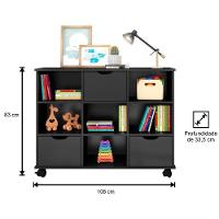 Kit 2 Nichos Organizadores Com Rodízios Toy 3 Gavetas Preto - 3