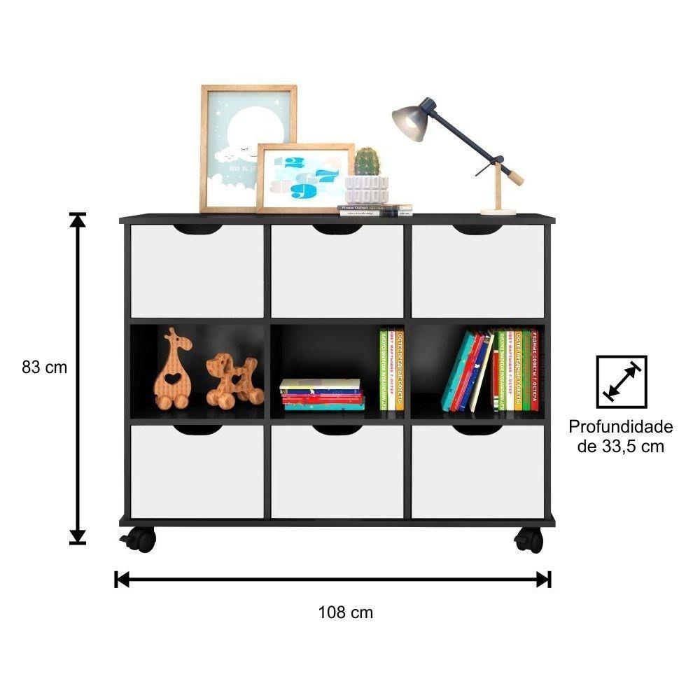 Kit 2 Nichos Organizadores Com Rodízios Toy 6 Gavetas Preto - 4