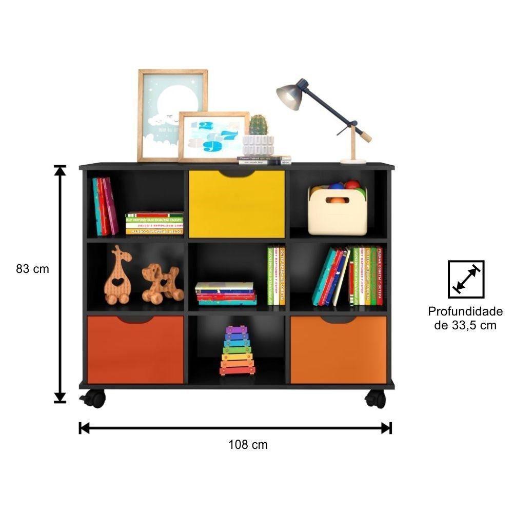 Kit 2 Nichos Organizadores Com Rodízios Toy 3 Gavetas Preto - 4
