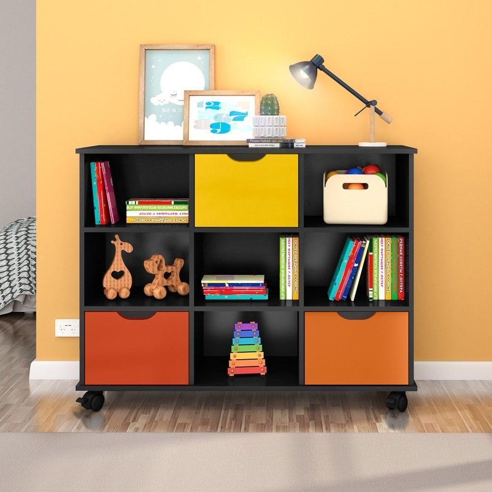 Kit 2 Nichos Organizadores Com Rodízios Toy 3 Gavetas Preto - 5