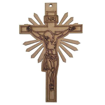 Cruz Decorativa Crucifixo Religioso Mdf Cru 3mm 22x14