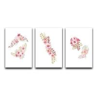 Kit Placas Quadros Decorativos 3 pçs 20x30 Flores Rosas - 2
