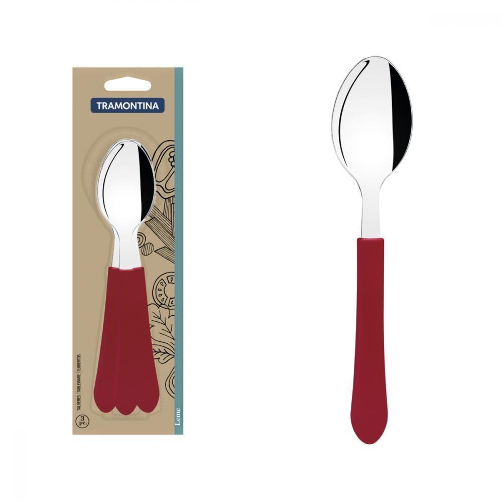 Conjunto de Colheres de Mesa Tramontina Leme Vermelho 3 Pçs - 2