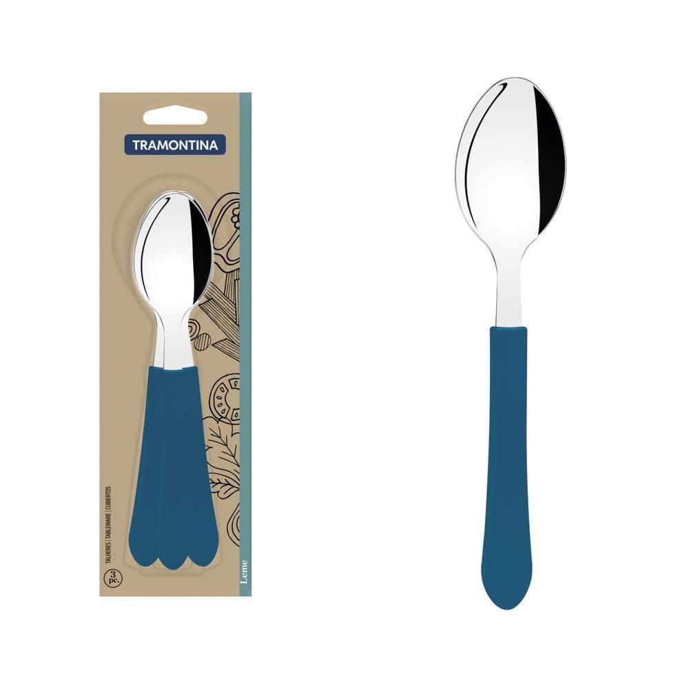 Conjunto de Colheres de Mesa Tramontina Leme Azul 3 Peças - 1