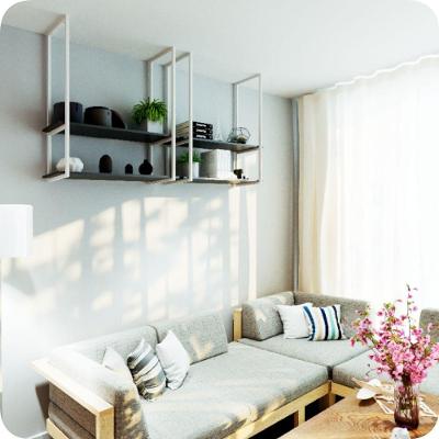 Nicho Branco Prateleira Suspensa Teto Sala Preta 100cm
