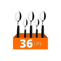 Conjunto Chá E Sobremesa Ipanema 36 Peças Lâminas Aço Inox Cabo Preto Ptop - Tramontina - 2