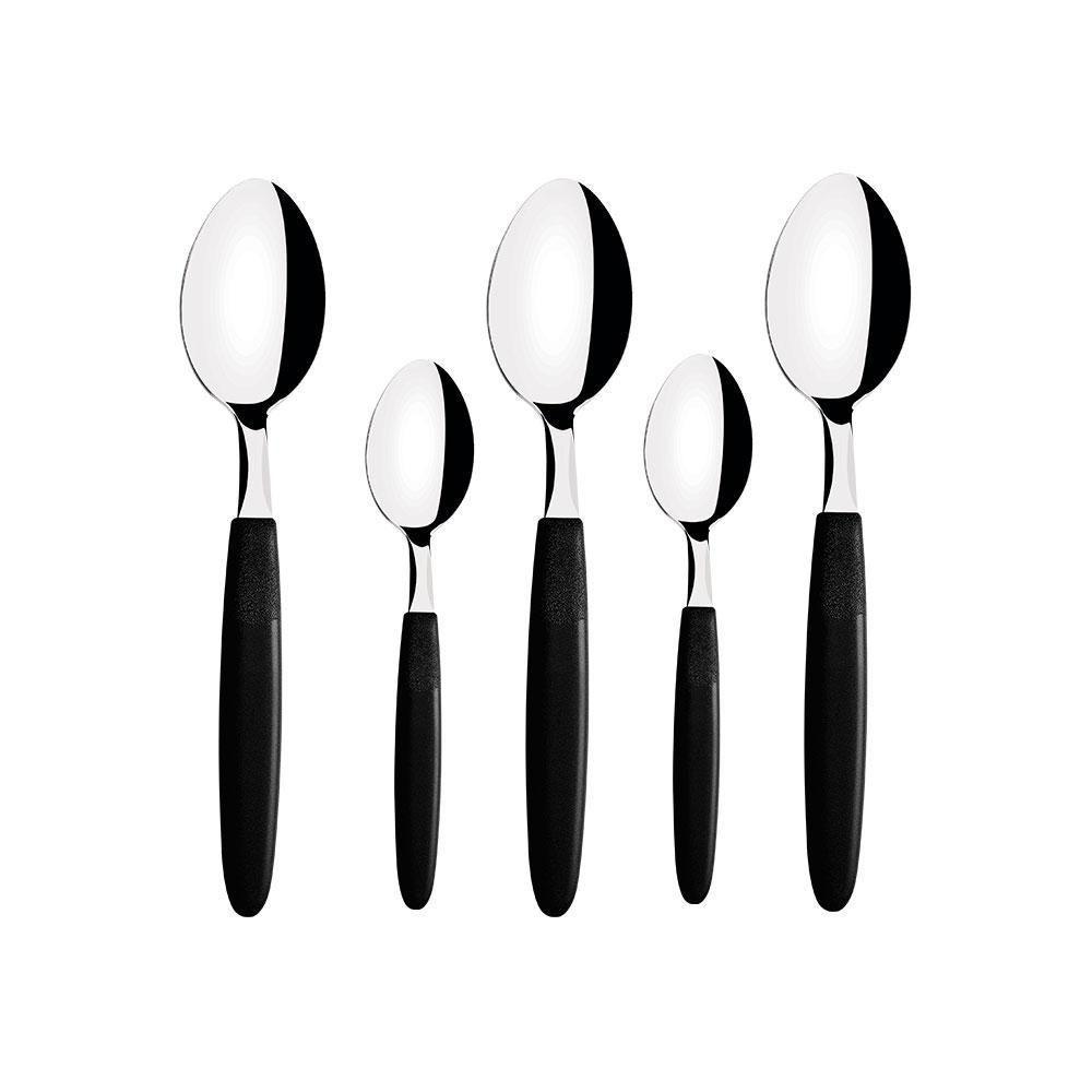 Conjunto Chá E Sobremesa Ipanema 24 Peças Lâminas Aço Inox Cabo Preto Ptop - Tramontina - 1