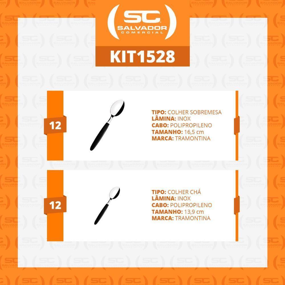 Conjunto Chá E Sobremesa Ipanema 24 Peças Lâminas Aço Inox Cabo Preto Ptop - Tramontina - 2