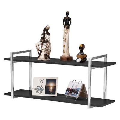 Nicho Sala e Quarto Cromado com Prateleiras Preto 60cm