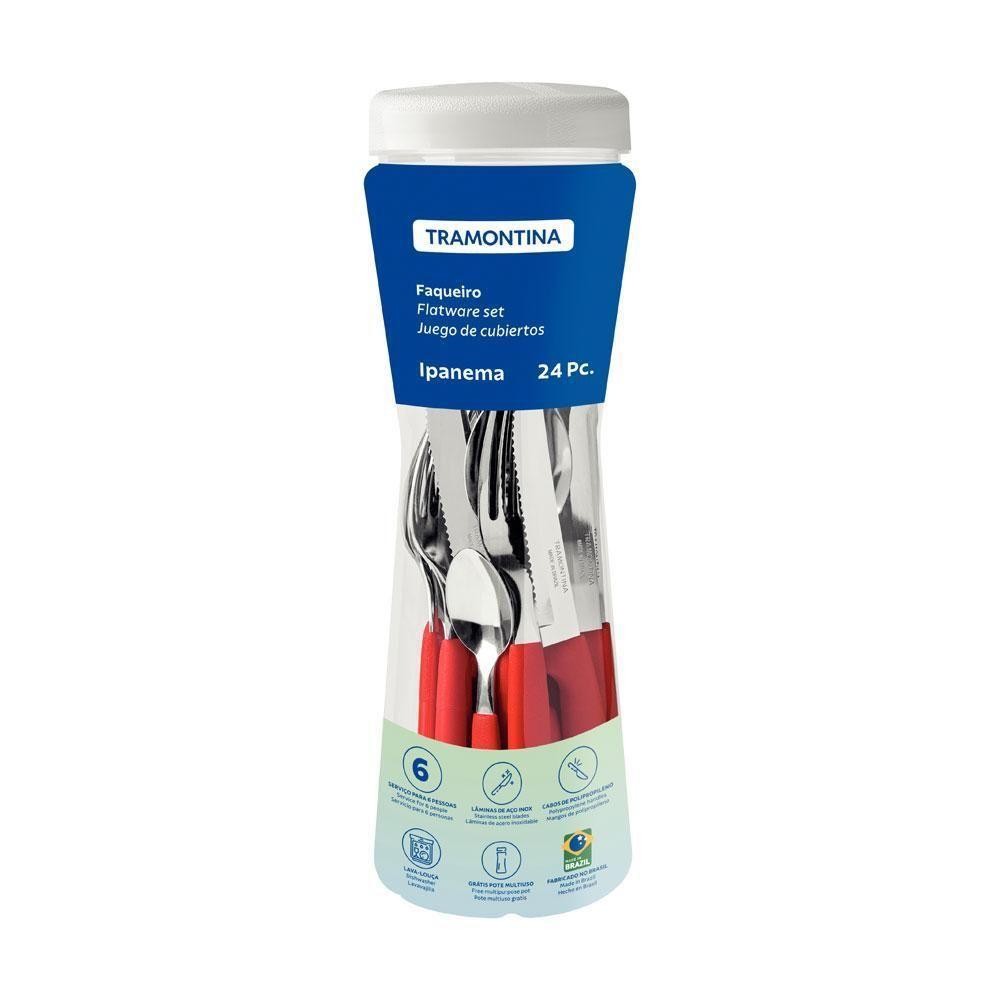 Conjunto Faqueiro 24 Peças Ipanema Lâmina Inox Cabo Vermelho - Tramontina 23399791 - 5