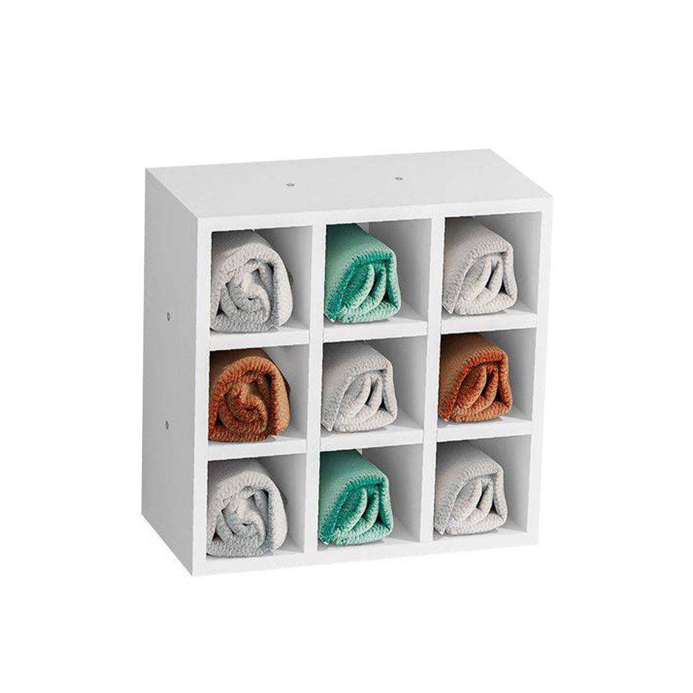 Nicho Porta Toalhas 09 Lugares 40x40cm Branco Ajl Móveis - 6