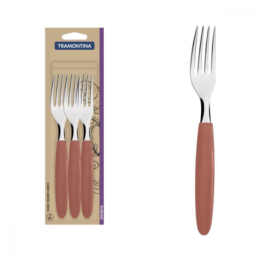 Conjunto De Garfos Ipanema Lâminas De Inox Goiaba 3 Peças - 3