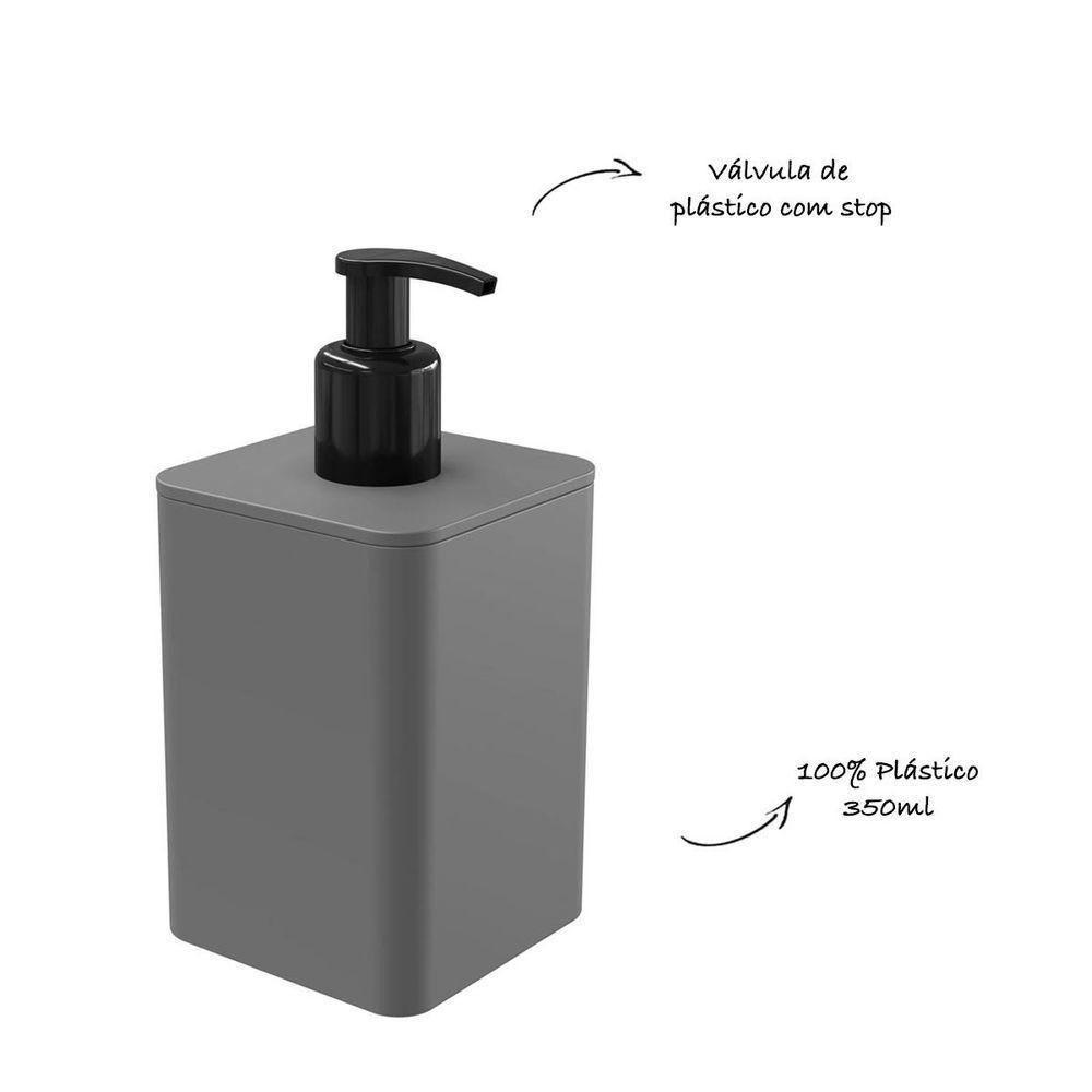 Dispenser Para Detergente E Sabonete Líquido 350ml - Stolf Cinza - 2