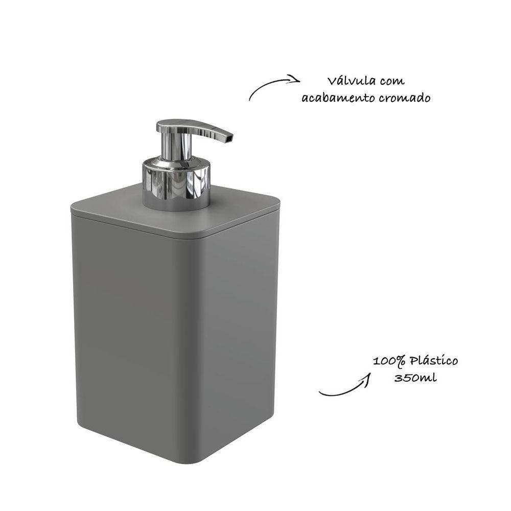 Dispenser Para Detergente E Sabonete Líquido Com Válvula Cromada - Stolf Cinza - 2