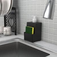 Dispenser De Pia Para Detergente E Esponja Com Válvula Cromada - Stolf Preto