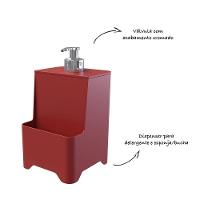 Dispenser De Pia Para Detergente E Esponja Com Válvula Cromada - Stolf Vermelho - 2