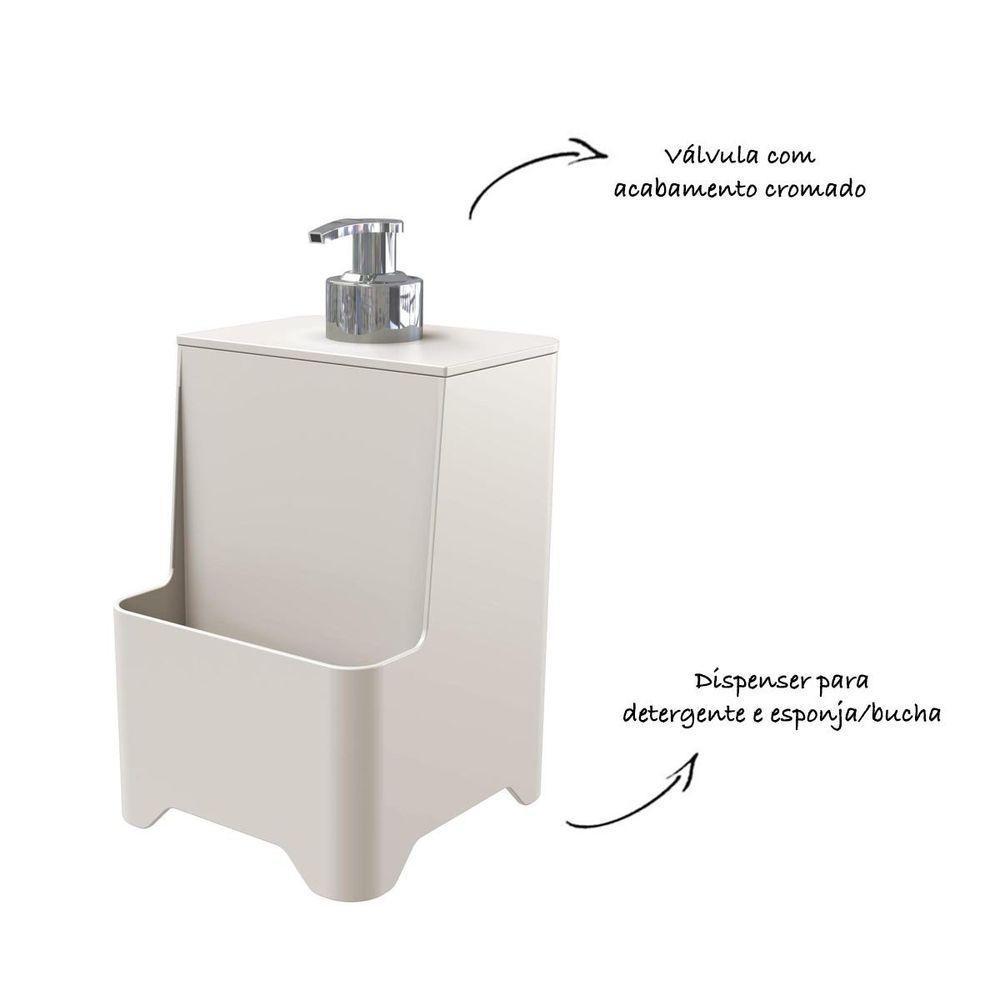 Dispenser De Pia Para Detergente E Esponja Com Válvula Cromada - Stolf Areia - 2
