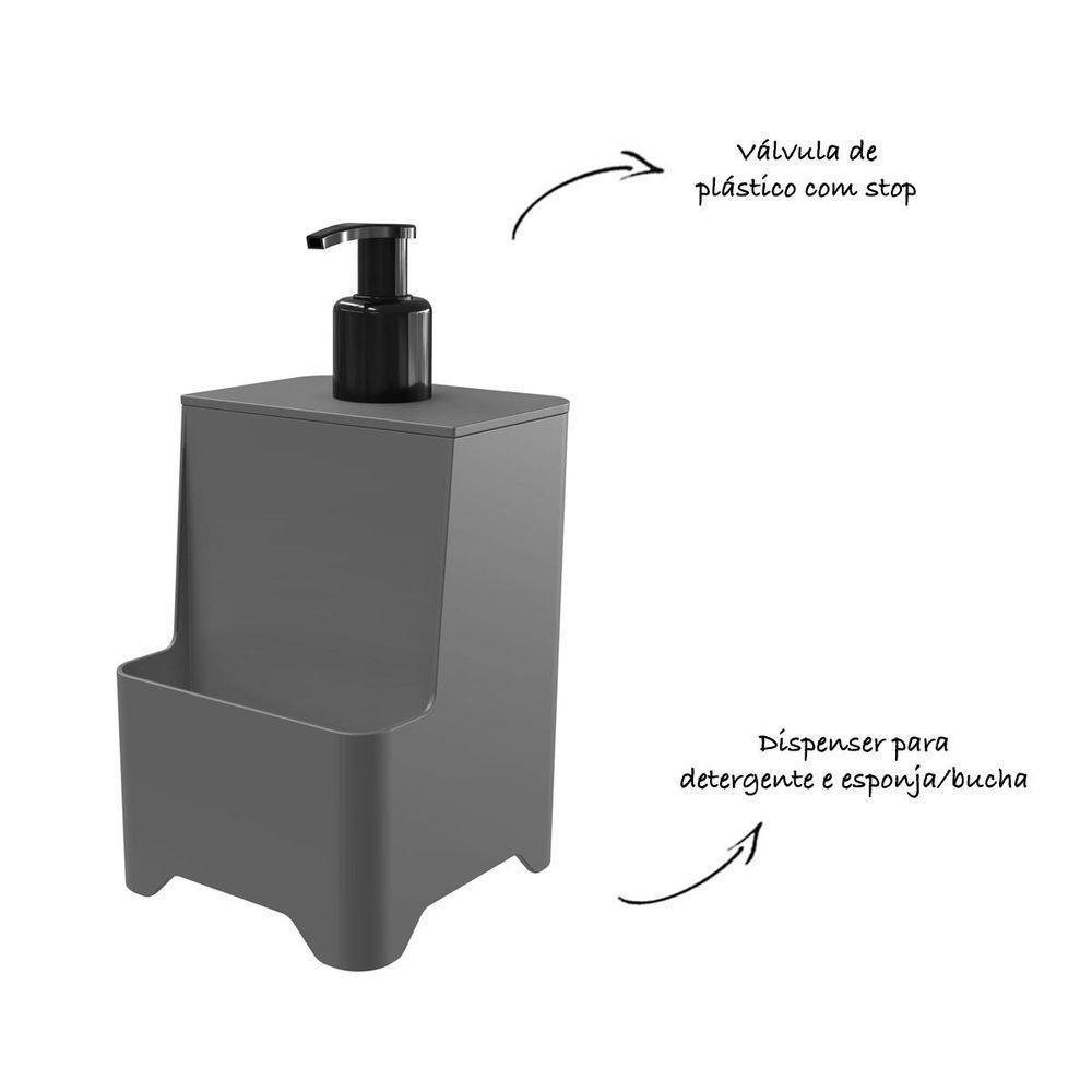 Dispenser De Pia Para Detergente E Esponja - Stolf Cinza - 2