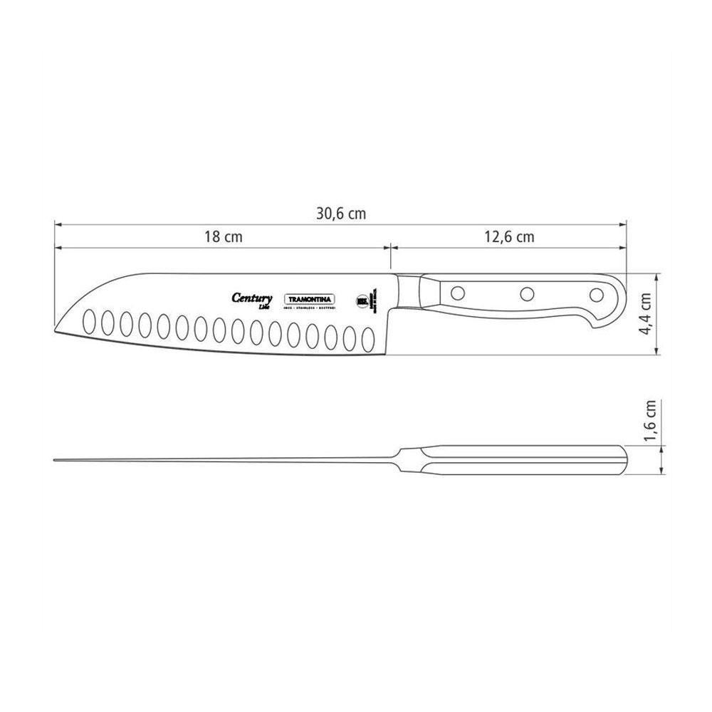 Faca Profissional Master Santoku Century Lâmina Aço Inox 7'' Polegadas - Tramontina 24020107 - 5