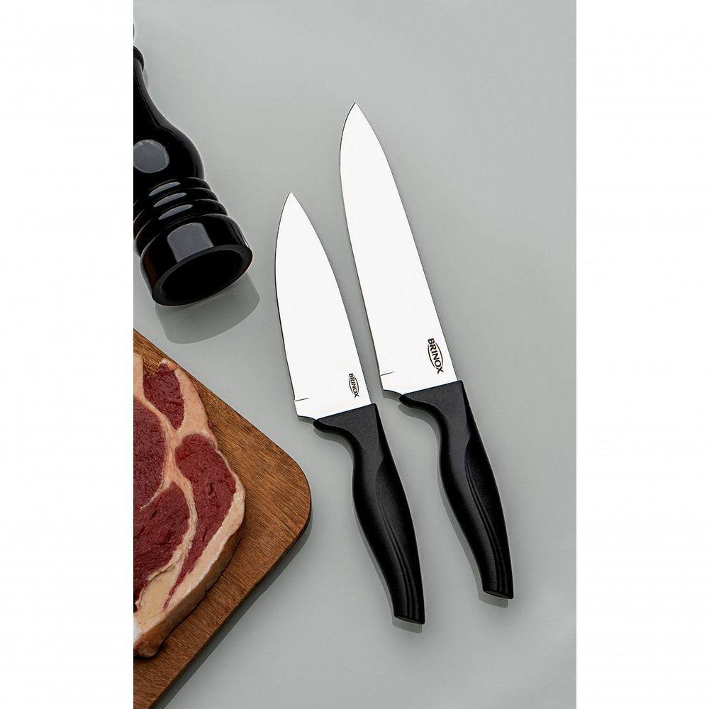 Faca Para Carne 8 Polegadas (32,5 Cm) Inox Cabo Preto. Linha Cross Preto Brinox - 2