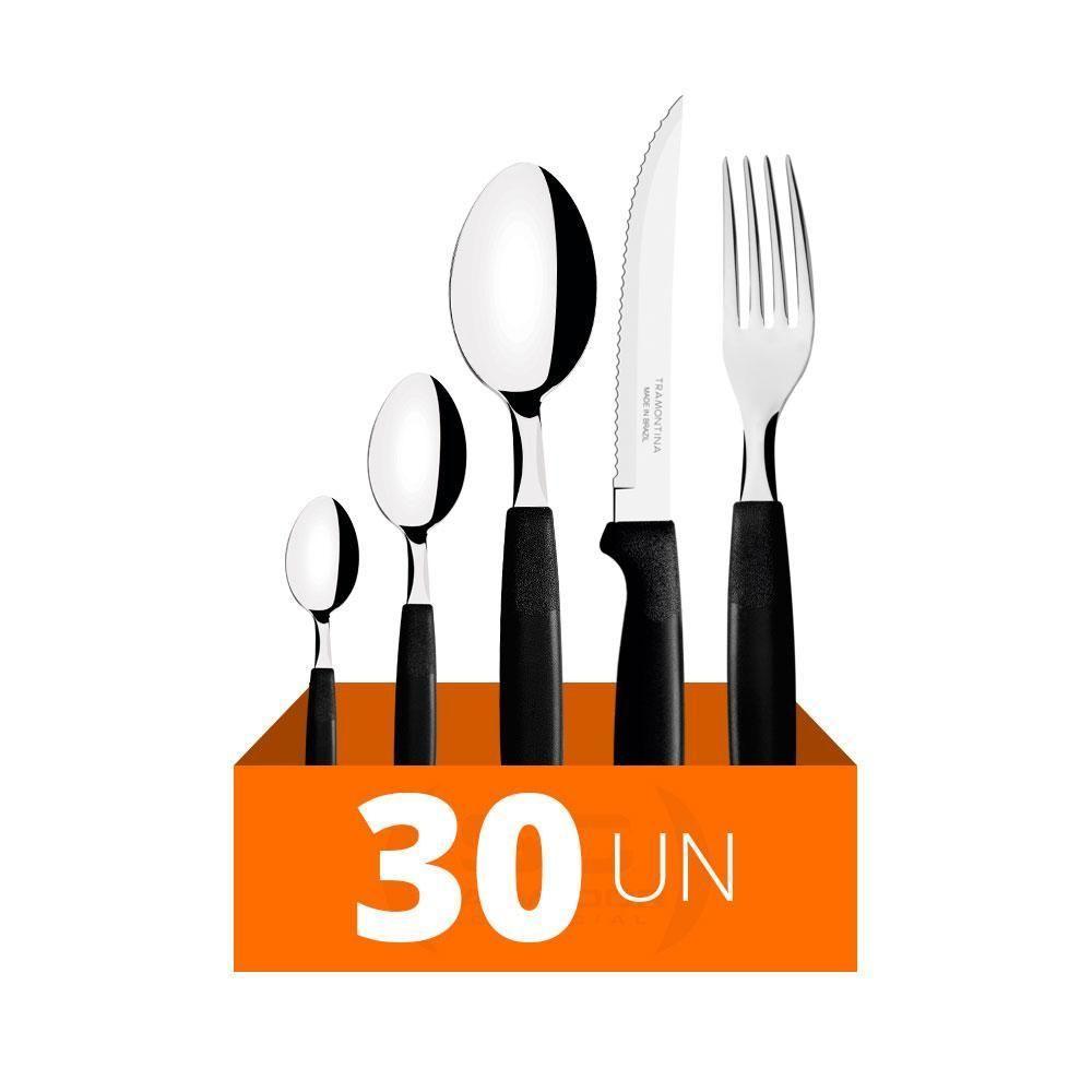 Faqueiro Ipanema 30 Peças Lâminas Em Aço Inox Cabo Preto Ptop - Tramontina - 2