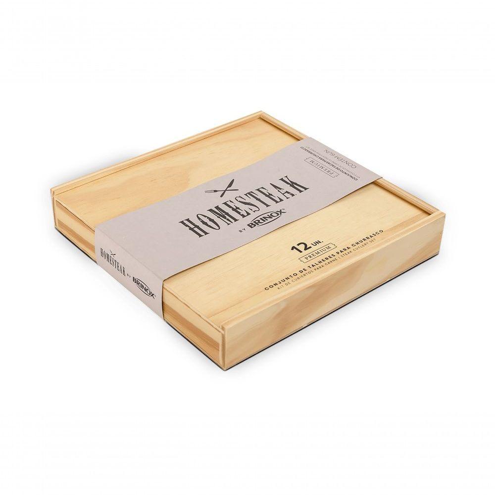 Faqueiro Inox 12 Peças Estojo Madeira Homesteak Brinox Inox - 7