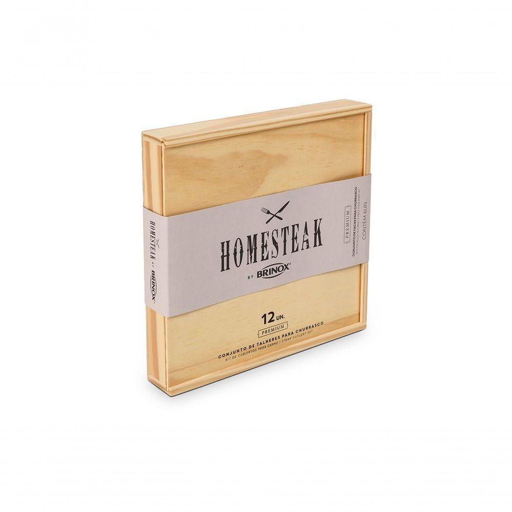 Faqueiro Inox 12 Peças Estojo Madeira Homesteak Brinox Inox - 8