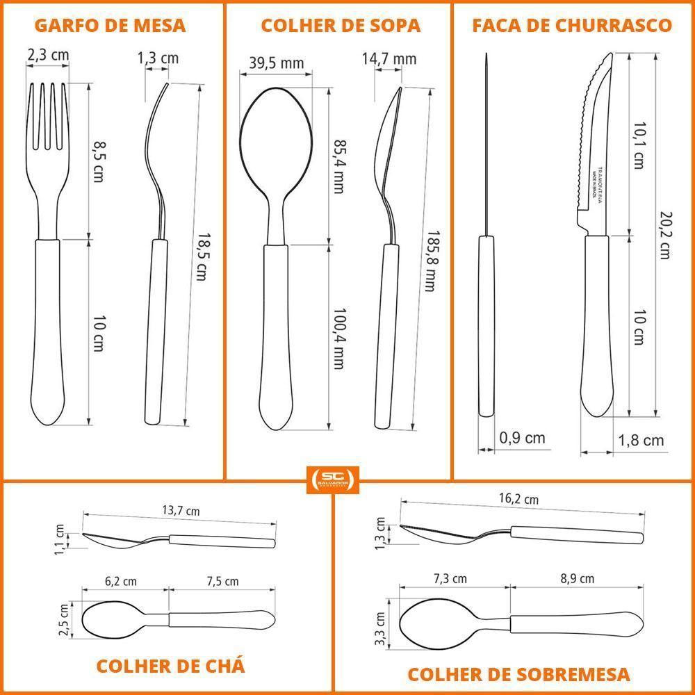 Faqueiro Leme 300 Peças Lâminas Em Aço Inox Cabo Preto Pbag - Tramontina - 3