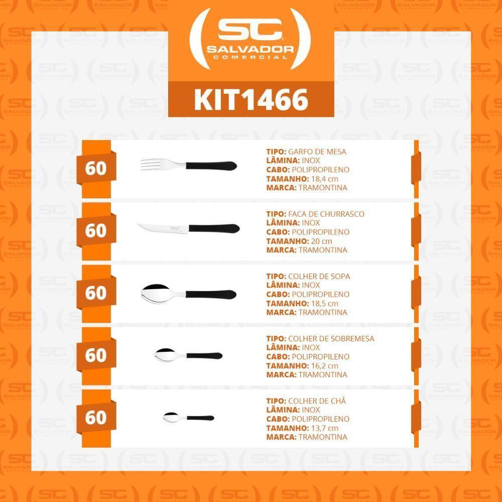 Faqueiro Leme 300 Peças Lâminas Em Aço Inox Cabo Preto Pbag - Tramontina - 4
