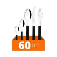 Faqueiro Leme 60 Peças Lâminas Em Aço Inox Cabo Preto Pbag - Tramontina - 2