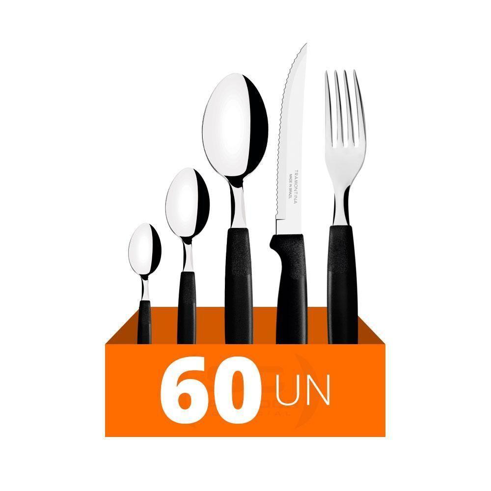 Faqueiro Ipanema 60 Peças Lâminas Em Aço Inox Cabo Preto Ptop - Tramontina - 2