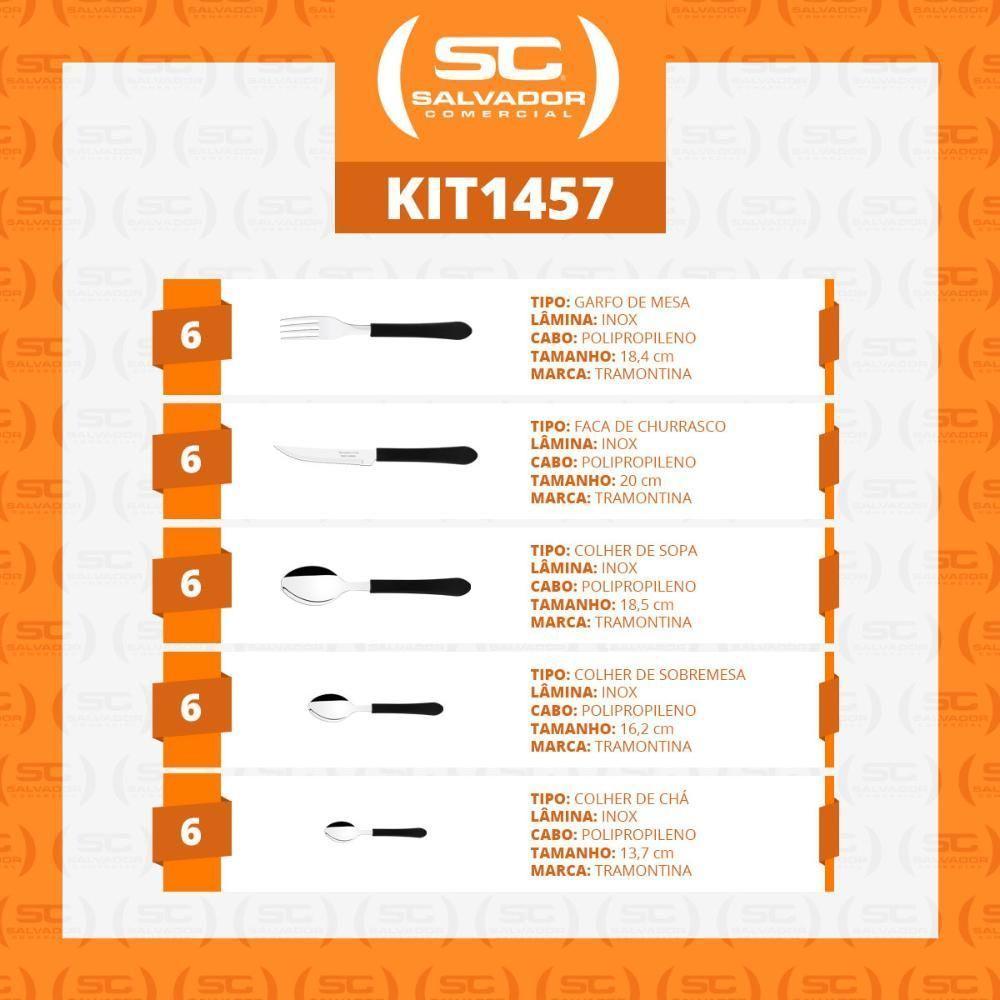 Faqueiro Leme 30 Peças Lâminas Em Aço Inox Cabo Preto Pbag - Tramontina - 4
