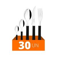 Faqueiro Leme 30 Peças Lâminas Em Aço Inox Cabo Preto Pbag - Tramontina - 2