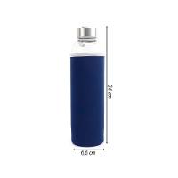 Garrafa Infusora Vidro Portátil 550ml Alça Azul - 2