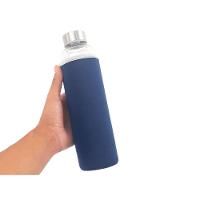 Garrafa Infusora Vidro Portátil 550ml Alça Azul