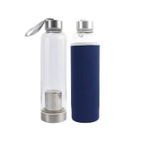 Garrafa Infusora Vidro Portátil 550ml Alça Azul - 6