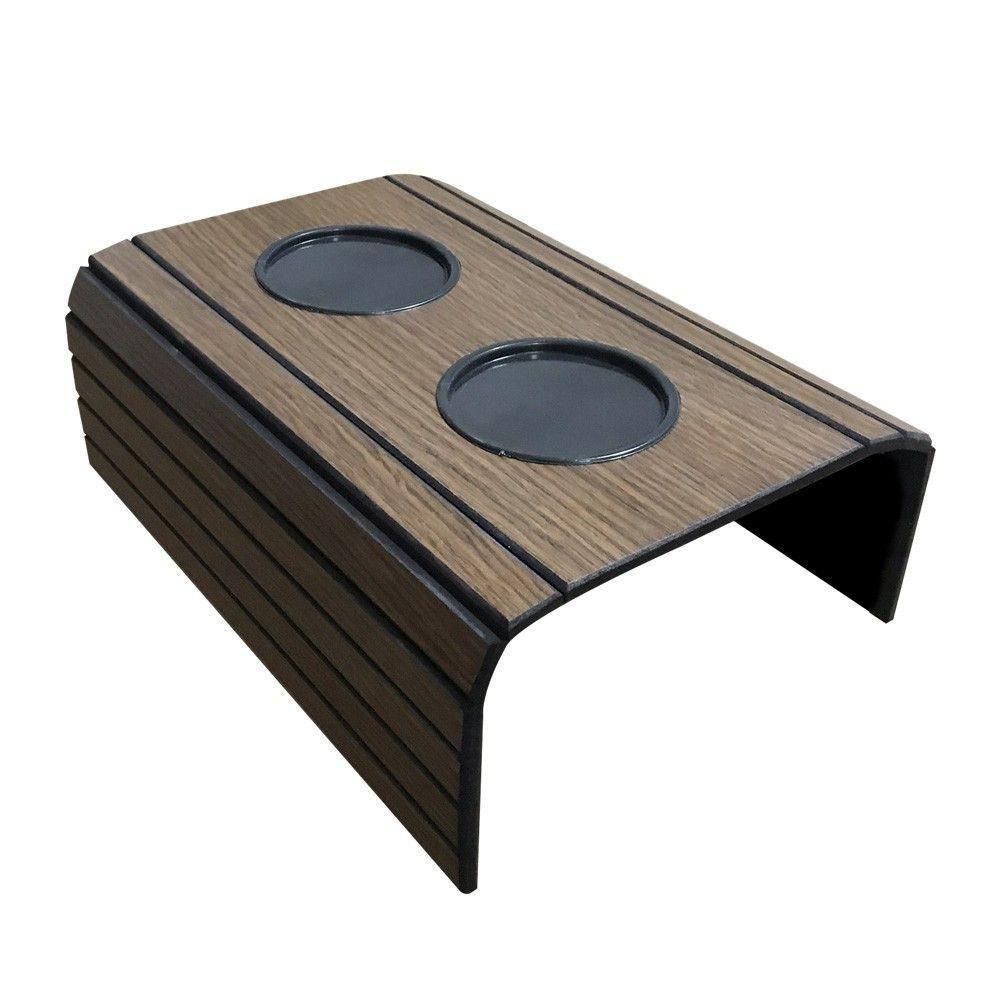 Bandeja Esteira para Braço de Sofá com Porta Copo Marrom - 1