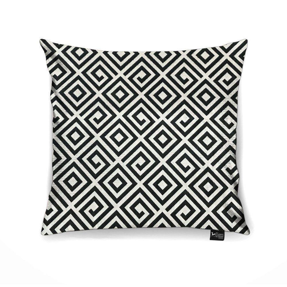 Capa para Almofada Tecido Estampado Quadrado Preto D'Rossi - 4
