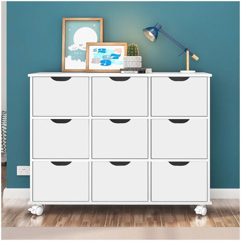 Kit 2 Nichos Organizadores 9 Gavetas Com Rodizios Branco - 9