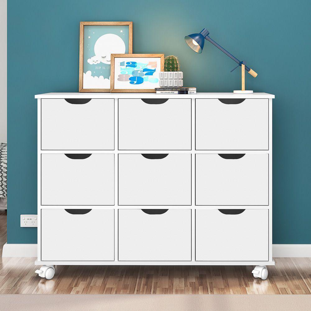 Kit 2 Nichos Organizadores 9 Gavetas Com Rodizios Branco - 10
