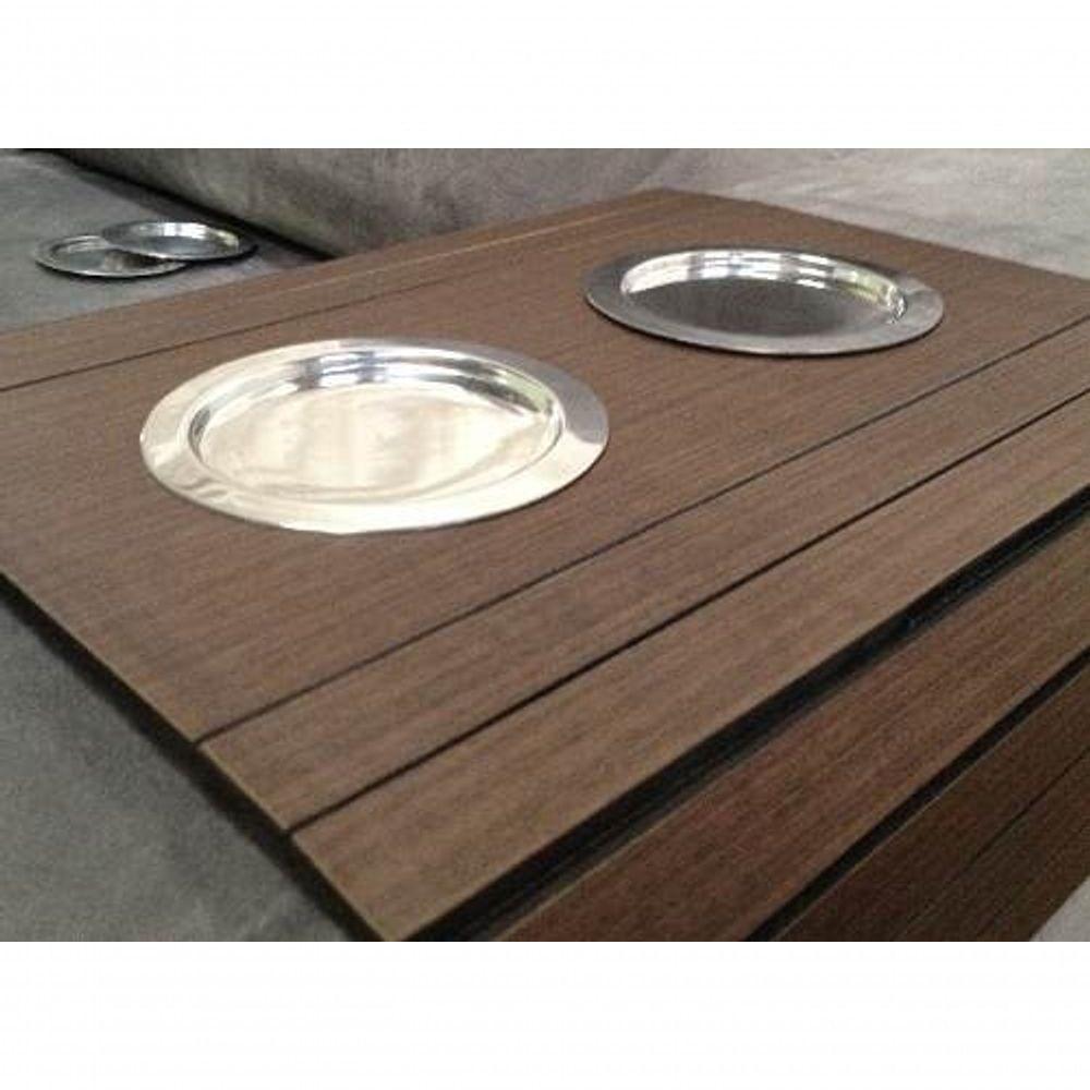 Kit 02un Esteiras Braço Sofá Porta Copos de Alumínio Marrom - 4